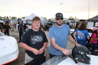 Pro Late Model rookie Austin MacDonald (left) prepares for a race with King Racing crew chief Andrew Hicken.