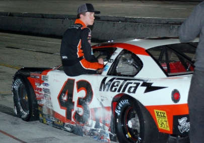 Daniel Dye watches the end of a Late Model race. He also suffered a DNF in his ARCA Menards Series East race (Mike Lysakowski/Motorsport Aspects)