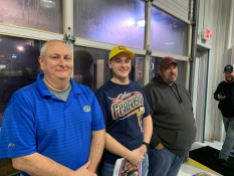 Former Lanier Late Model driver Tom Schuette (left) is shown with his son Sylvan (center), who now competes at Toccoa.
